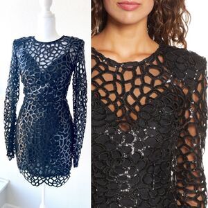 NWT Bronx and Banco Spider Sequin Mini Dress in Black XS